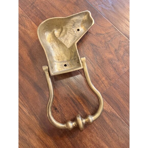 DOG HEAD DOOR KNOCKER FIGURAL SETTER POINTER DACHSHUND BEAGLE BRASS HEAVY 9” - Picture 5 of 10